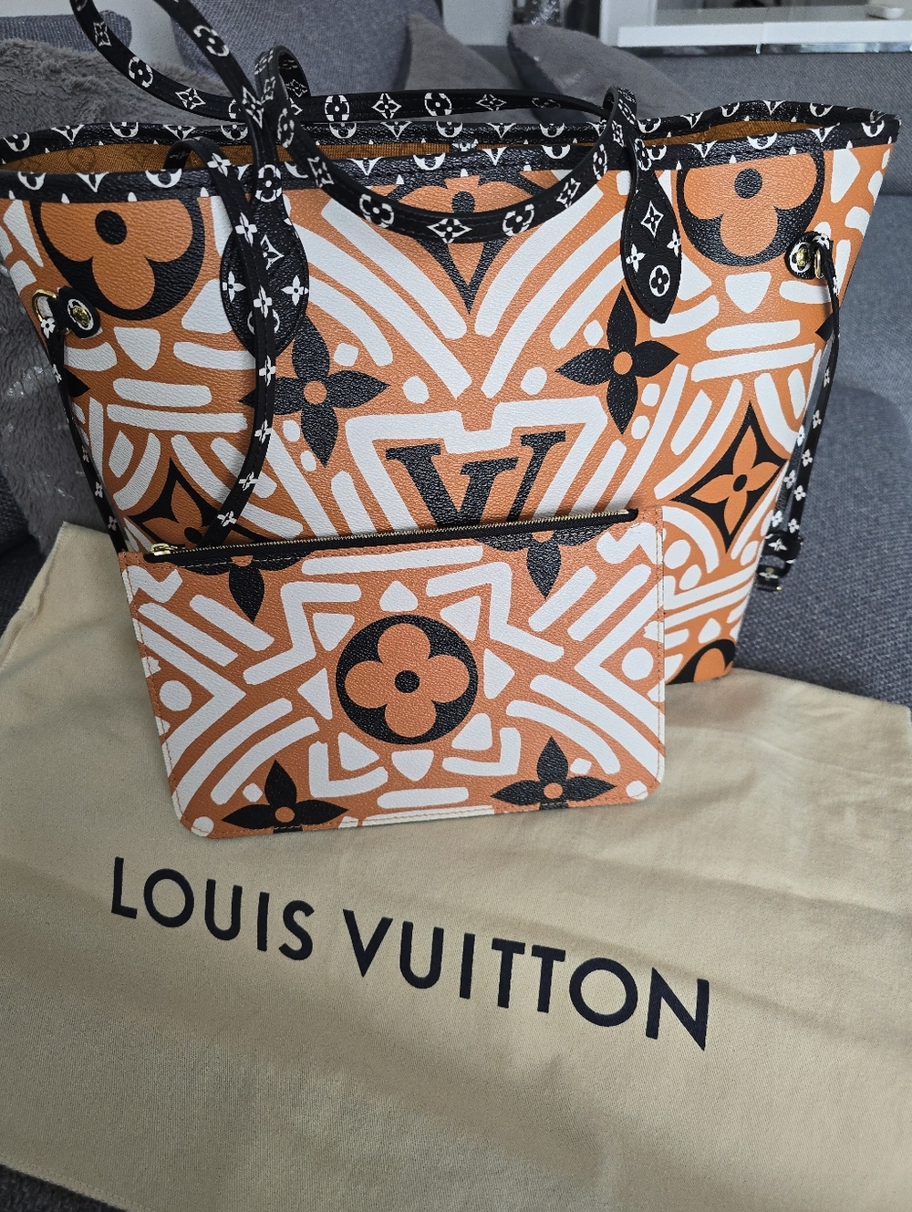Louis Vuitton Crafty Monogram Canvas Tote with Pouch Like New
